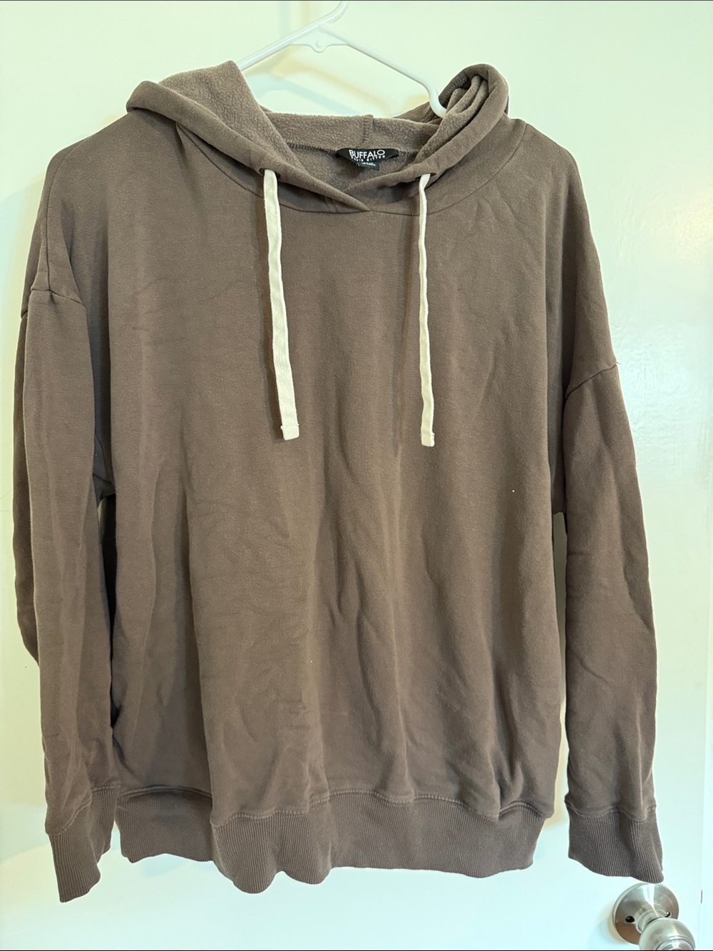 Buffalo David Bitton Men's Brown Pullover Hoodie with Contrast Drawstrings - Picture 2 of 6